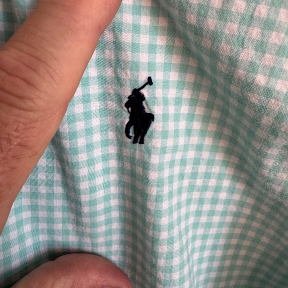 Ralph Lauren Boys Gingham Plaid Button Up Shirt Long Sleeve Peppermint XL(18-20) - Picture 5 of 15